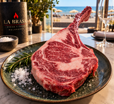 Steak con hueso y marmoleado
